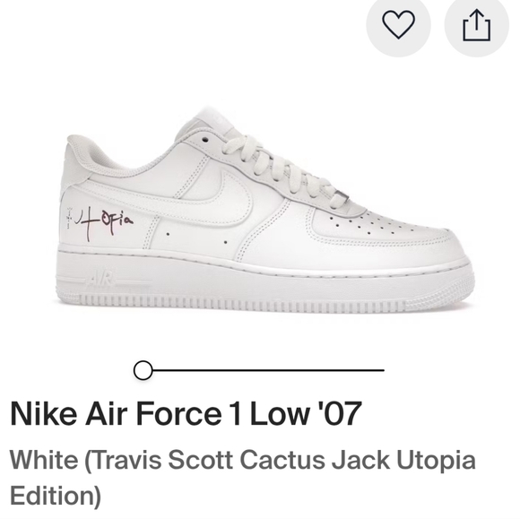 Travis Scott Nike Air Force 1 Low '07 White Cactus Jack Utopia Edition Women 8.5 - Picture 1 of 10